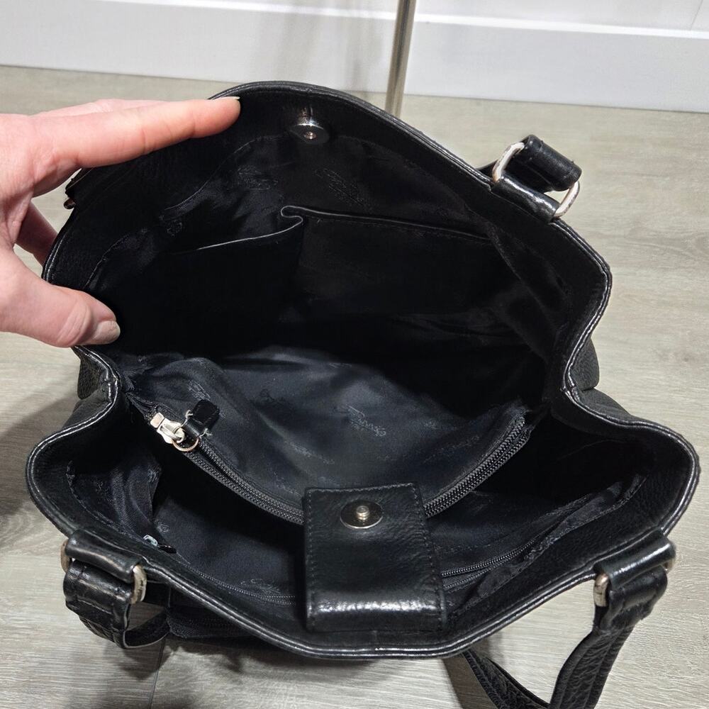 Fossil Black Pebbled Leather Vintage Handbag Shoulder Bag Purse Tote Bag - Picture 9 of 14